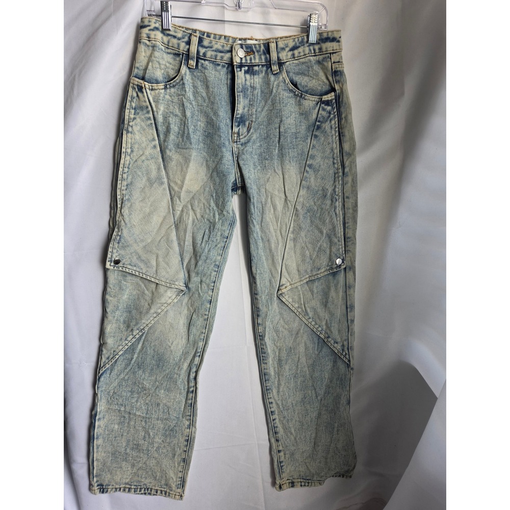 Fashion Nova Jeans Womens Blue Acid Wash Straight High Straight